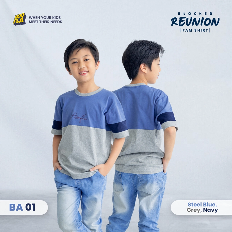Product image Hoofla - Blocked Reunion Fam Shirt Steel Blue XXL ANAK PENDEK