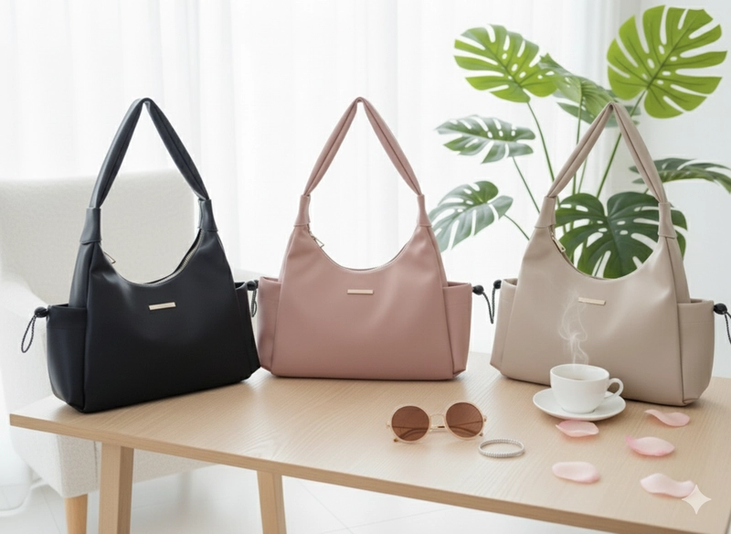 Product image TIARA Shoulderbag - Tas Bahu Totte Shoulderbag Wanita Simple Kasual Bahan Nilon Anti air Waterproof Small-Medium Cream