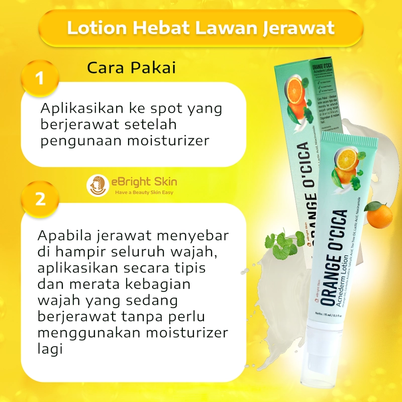 Product image eBright Skin - Orange O Cica Acnederm Lotion - Lotion Jerawat Meradang 15ml Cream