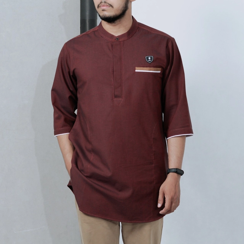 Product image Ibtihal id - KOKO KURTA LENGAN 3/4 BAHAN STANDFORD BUNGLON BERKUALITAS UKUTAN M L XL XL MAROON