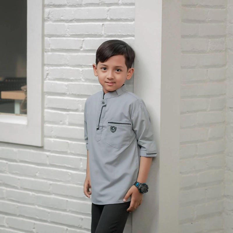 Product image Batik Alfin - Baju koko Couple ayah dan anak motif Raka boleh di pisah bagus banget M Koko anak Raka abu