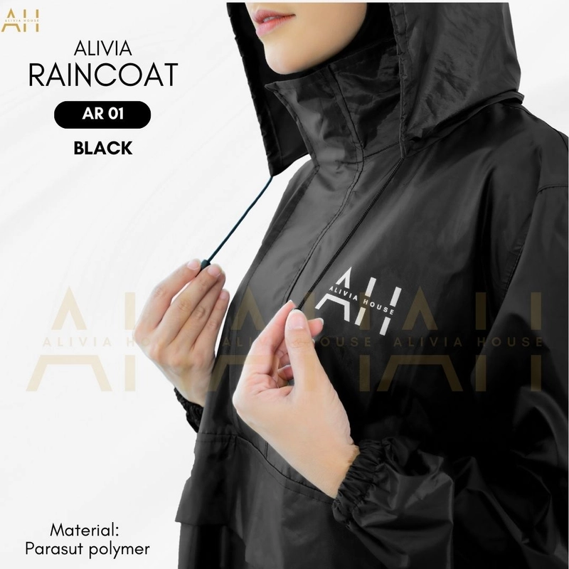 Product image Alivia House - Jas Hujan Gamis Wanita Alivia Raincoat 01 Jas hujan muslimah jas hujan gamis muslimah All size Black