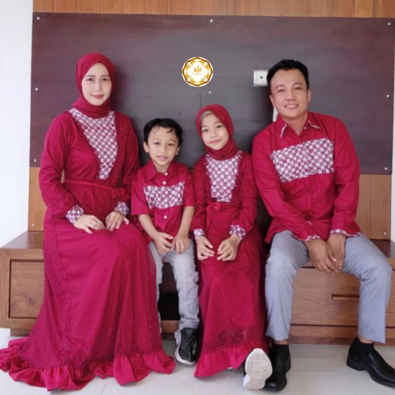 Product image Batik Couple Set Keluarga Ayuma Maroon Premium Bisa Beli Pisah Hem Anak XL Maroon