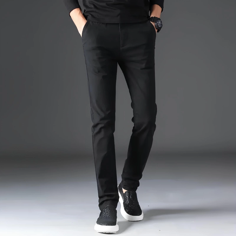 Product image MALLVOSE - [Buy 1 Get 1] Celana Chino Panjang Pria Mocca Black Grey Pants 27 HITAM
