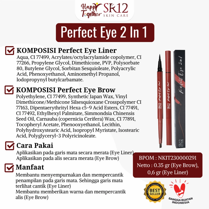 Product image SR12 Perfect Eye 2 in 1 Eyebrow Dan Eyeliner Tahan Lama Mudah Diaplikasikan 0.35g &0.6g Perfect Eye 2 In 1