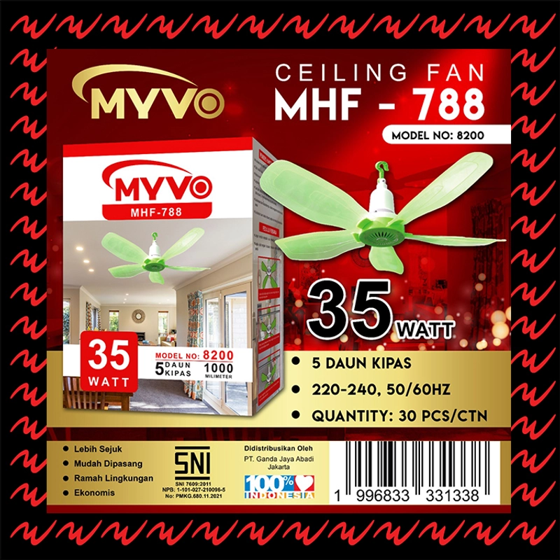Product image UTAMAMEGA - Heli Fan Kipas Ceiling Fan Watt Dengan 5 Daun Baling Watt 35W