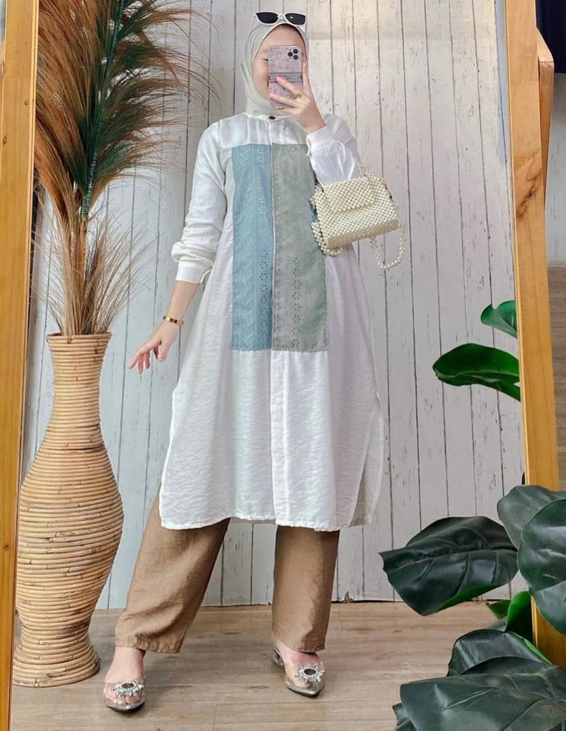Product image Khisna collection - One set tunik catun bordir wanita dewasa terbaru Allsize C4
