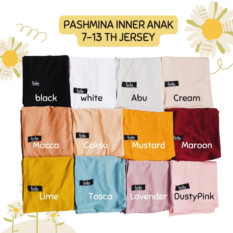 Product image Leika - Pashmina Instan Inner Leher Anak Remaja 7-13 tahun bahan Jersey Premium 7-13th Hitam