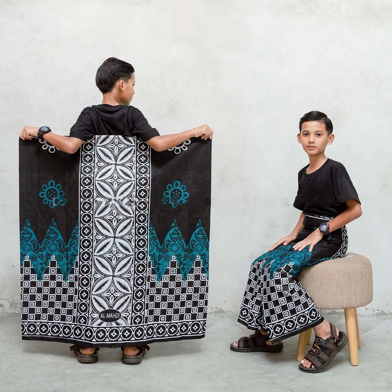 Product image Kois Batik - Sarung anak batik usia sd terbaru motif almahdi uncuk Sarung anak sd Almahdi uncuk tosca