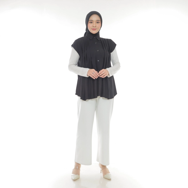Product image Sseolshop - SELA top Kemeja Wanita Rayon Twill Terbaru Korean Blouse JUMBO L Hitam