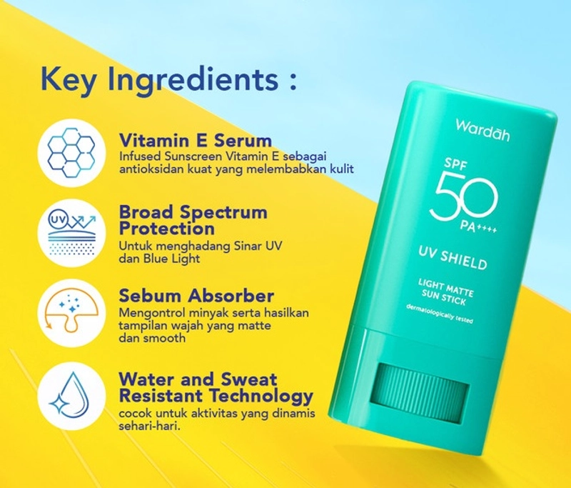 Product image SUPLAI SHOP - Sunscreen Wardah UV Shield Light Matte Sun Stick SPF 50 Isi 22 gram