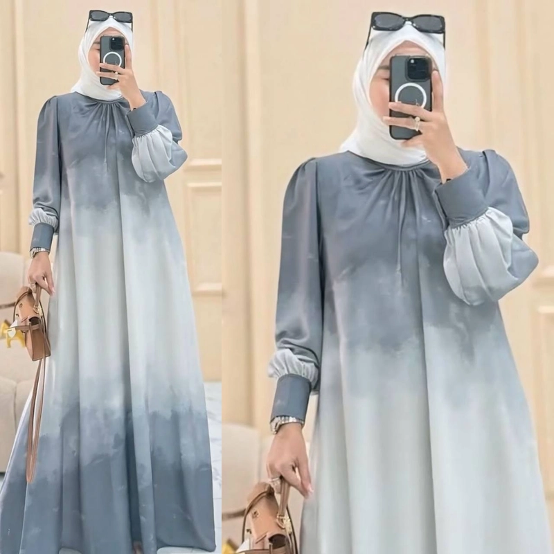 Product image Khisna collection - New models drees gradasi silk model kancing dua no hijab bestseller Allsize A