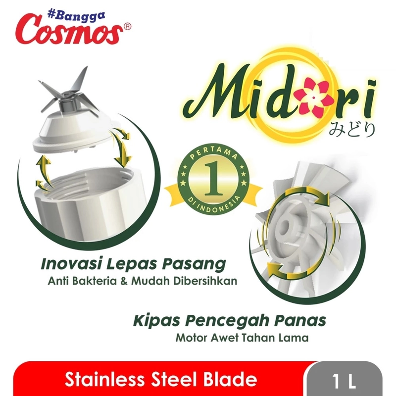 Product image UTAMAMEGA - Cosmos CB-111 CB111 Blender Plastik 1Liter Midori series 380 Watt Warna Random