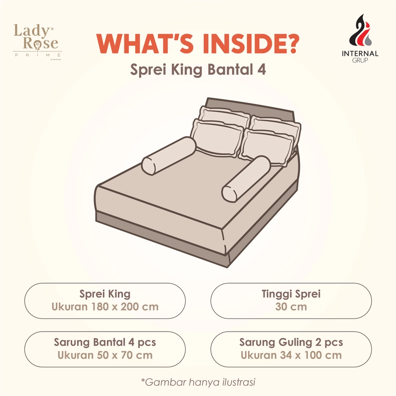 Product image LADY ROSE OFFICIAL - Lady Rose Prime - Sprei Poppy 180x200x30 King Bantal 4