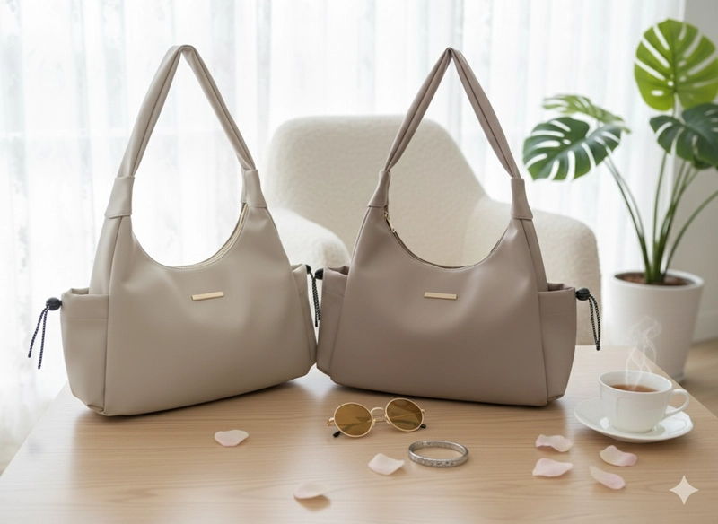 Product image TIARA Shoulderbag - Tas Bahu Totte Shoulderbag Wanita Simple Kasual Bahan Nilon Anti air Waterproof Small-Medium Cream