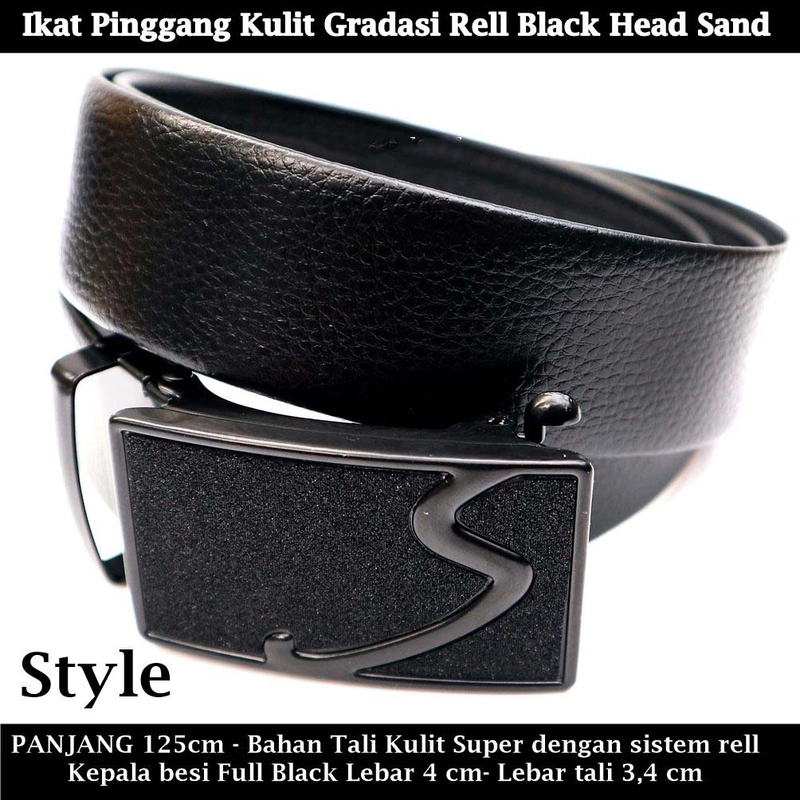 Product image Ikat pinggang Gesper Kulit Super Black Head Sand Rell Motif S