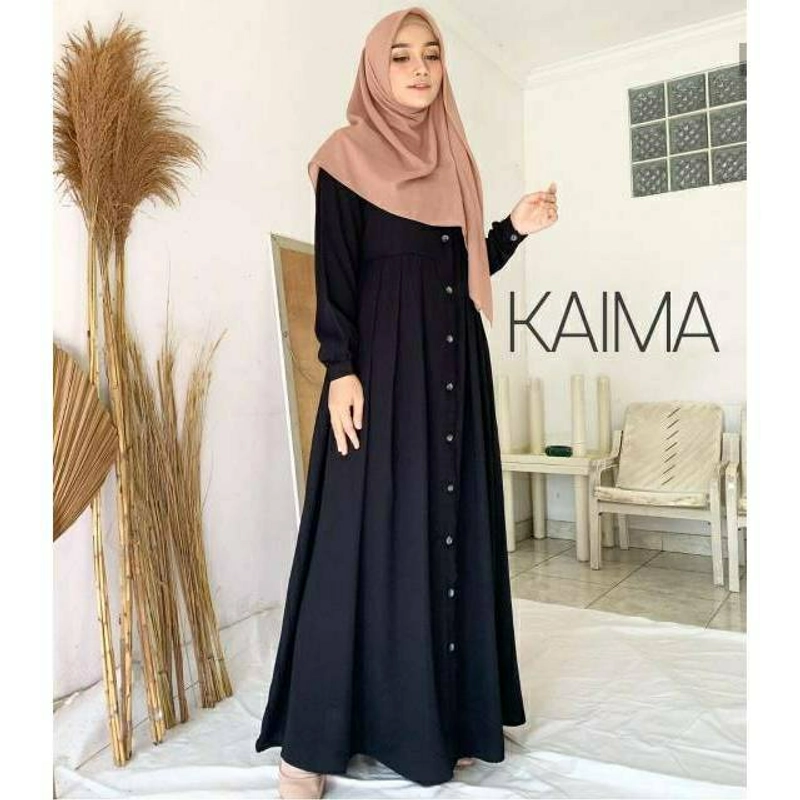 Product image MEQA DAILY - Gamis Kaima Rinjani Kancing Rempel Busui Friendly ALLSIZE Hitam