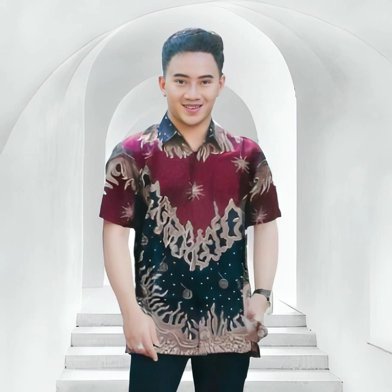 Product image Batik Alfin - Kemejan Batik Lengan panjang Dan Lengan pendek model terbaru keren banget M Hem marun