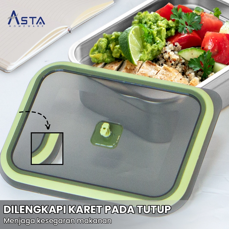 Product image Asta Wadah Penyimpanan Makanan Stainless Steel 304 Food Container Kedap Udara Ukuran 700ml