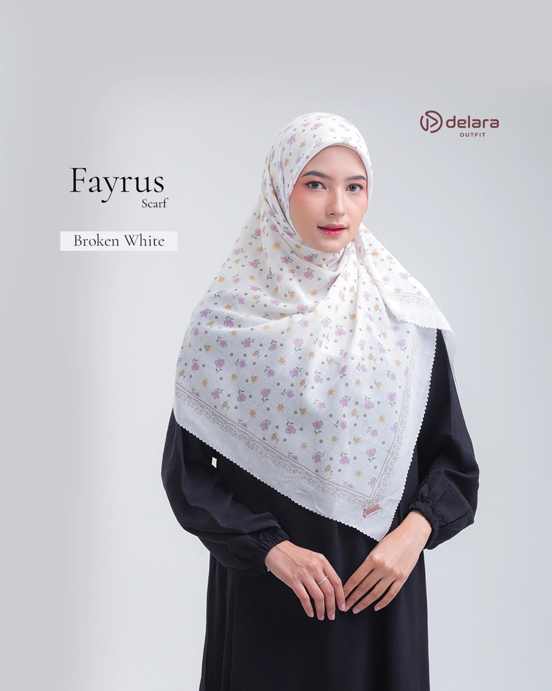 Product image HIJAB MOTIF FAYRUZ 110 KERUDUNG SEGI EMPAT 110x110cm BROKEN WHITE