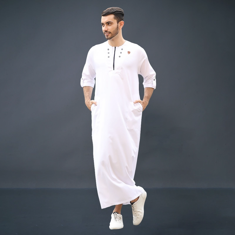 Product image Kawan Muslim - Jubah Pria Dewasa / Gamis Pria Dewasa / Jubah Gamis Pria Bahan Katun Lengan Pendek M PUTIH