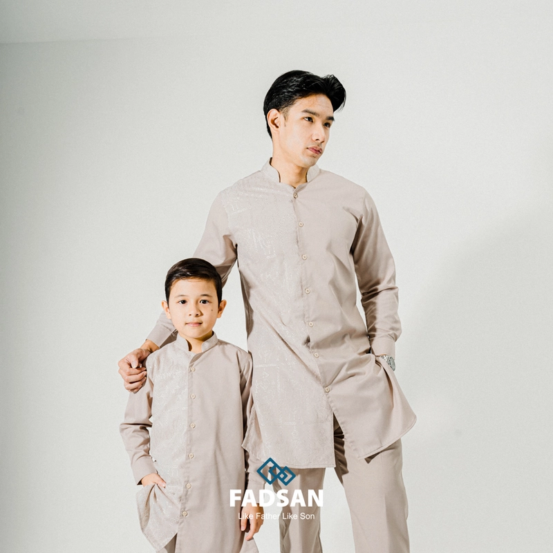 Product image FADSAN - Koko Bordir Lengan Panjang Ayah & Anak Warna Khaki - Kashmir Series SIZE ANAK XS KASHMIR KHAKI