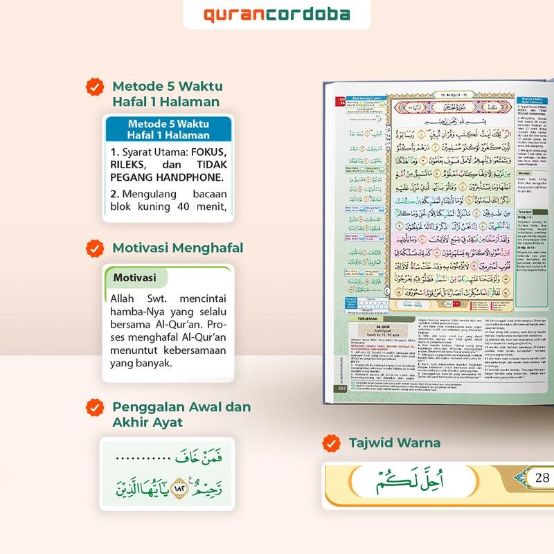 Product image Cordoba - Al Quran Al Hufaz Morocco Metode Hafalan Cepat Terjemah A5 Random