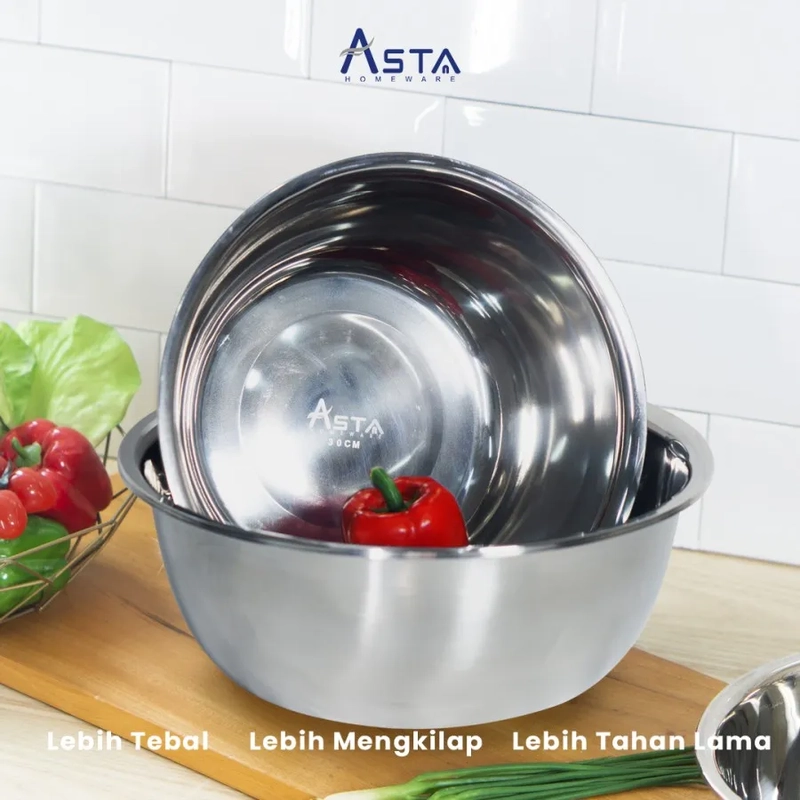 Product image Asta Homeware - Asta Mixing Bowl Baskom Wadah Makanan Stainless Steel 34 Stainless Stell