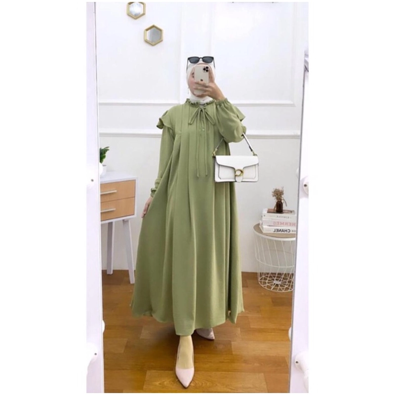 Jembar - Thalita Dress Gamis Wanita Terbaru Crinkle Airflow Premium All Size Sage