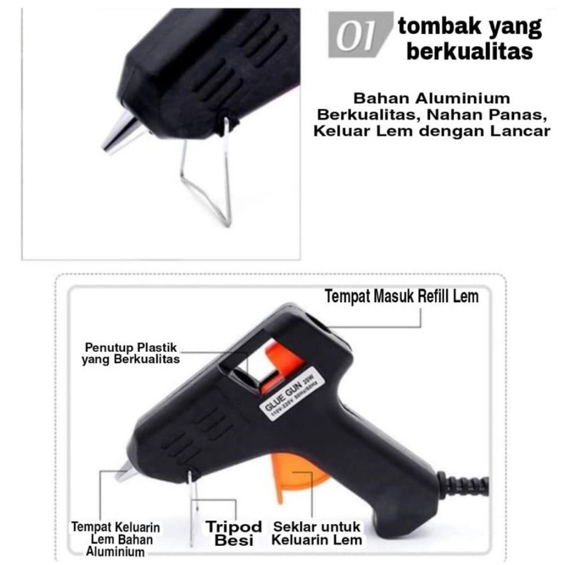 Product image KAMJE Pistol Alat Lem Tembak Glue Gun Kecil Besar Cepat Panas 10 Watt 20 Watt 40 Watt KMJ159 KMJ159 10 WATT