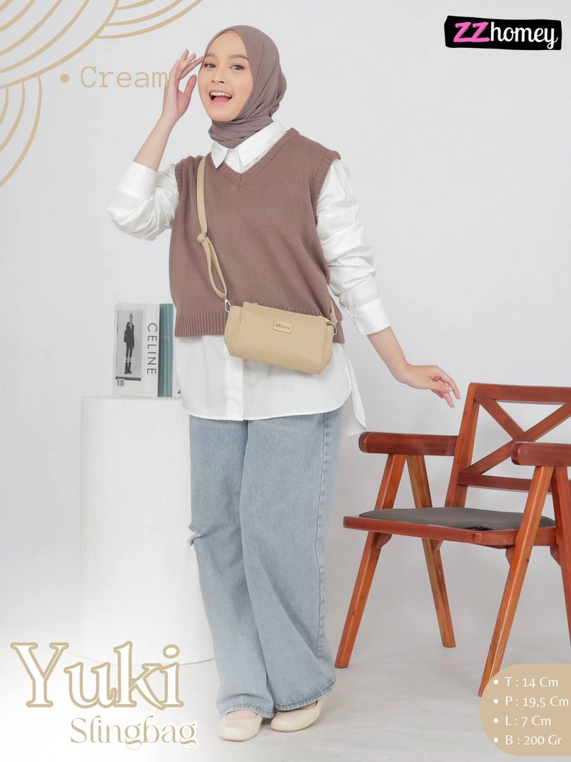 Product image Fashopid - ZZHOMEY TAS SELEMPANG WANITA YUKI BAG READY WARNA CREAM
