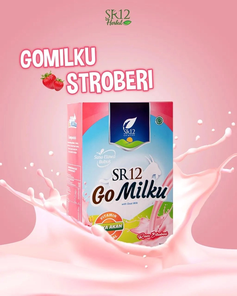 SR12 Herbal Skincare - GoMilku Susu Kambing Etawa 200gr Strobery