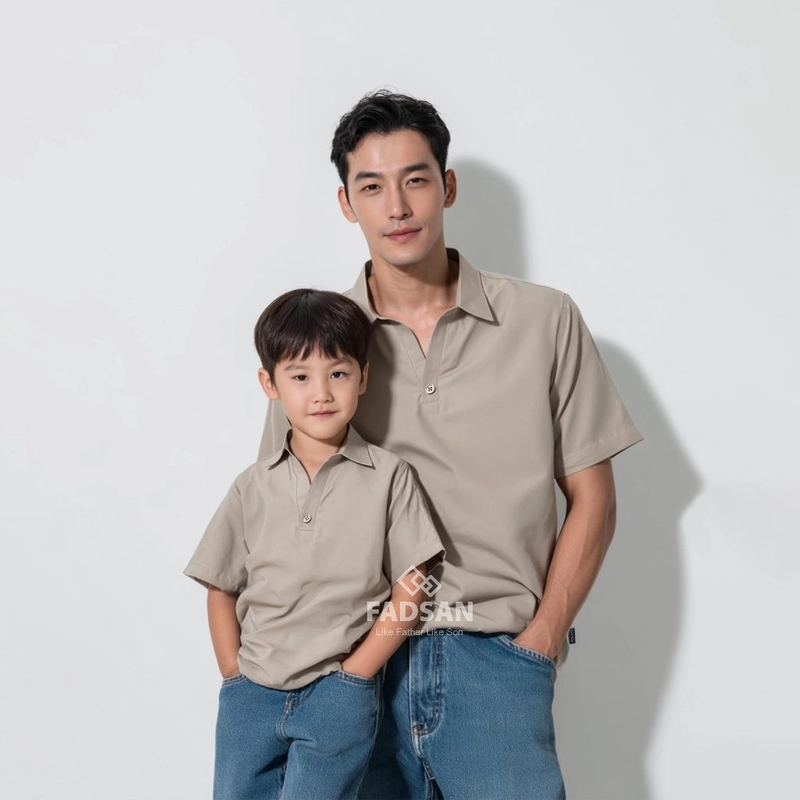 Product image FADSAN - Kemeja Formal Casual Lengan Pendek Ayah dan Anak Warna Bittersweet Mocca - Palta Series SIZE ANAK XS BITTERSWEET MOCCA