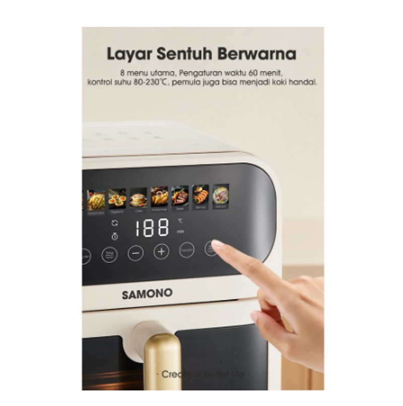 Product image UTAMAMEGA - Air Fryer Samono SW-AFW65 Digital Touchscreen Transparan Low Watt Type SW-AFW65
