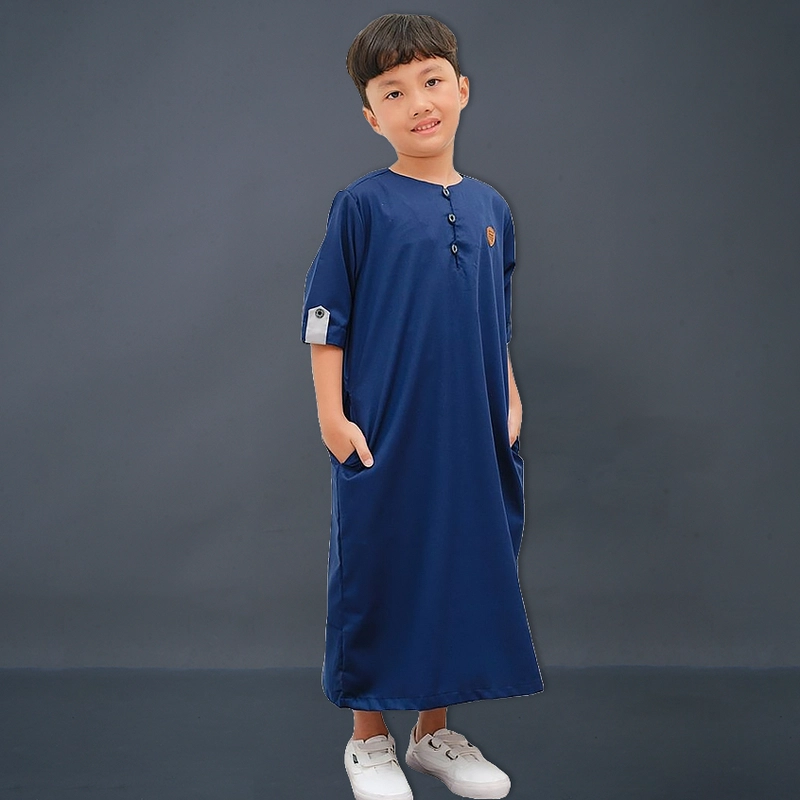 Product image Kawan Muslim - Baju Jubah Gamis Anak Laki Lengan Pendek Premium Polos Hitam Size 1 Sampai 14 Tahun hitam 3&4 tahun