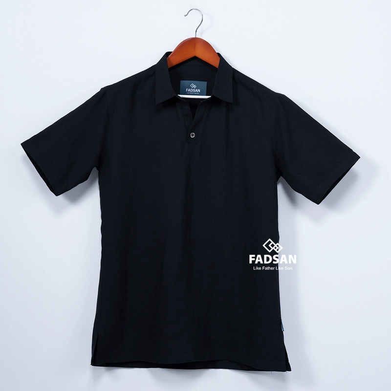 Product image FADSAN - Kemeja Polos Formal Casual Lengan Pendek Ayah Anak Warna Bold Black - Palta Series SIZE ANAK XS BOLD BLACK