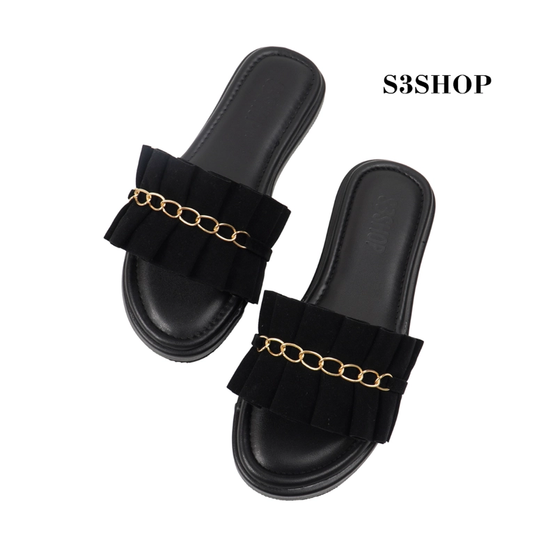 Product image S3SHOP - Sandal Fina S3shop Sendal Wanita Premium Karet Flat Hitam Rantai 39 Black