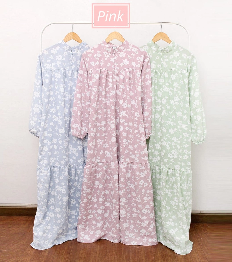Product image Giat Makmur [TA] - Gamis Premium Corak Bunga Cantik Allsize Pink
