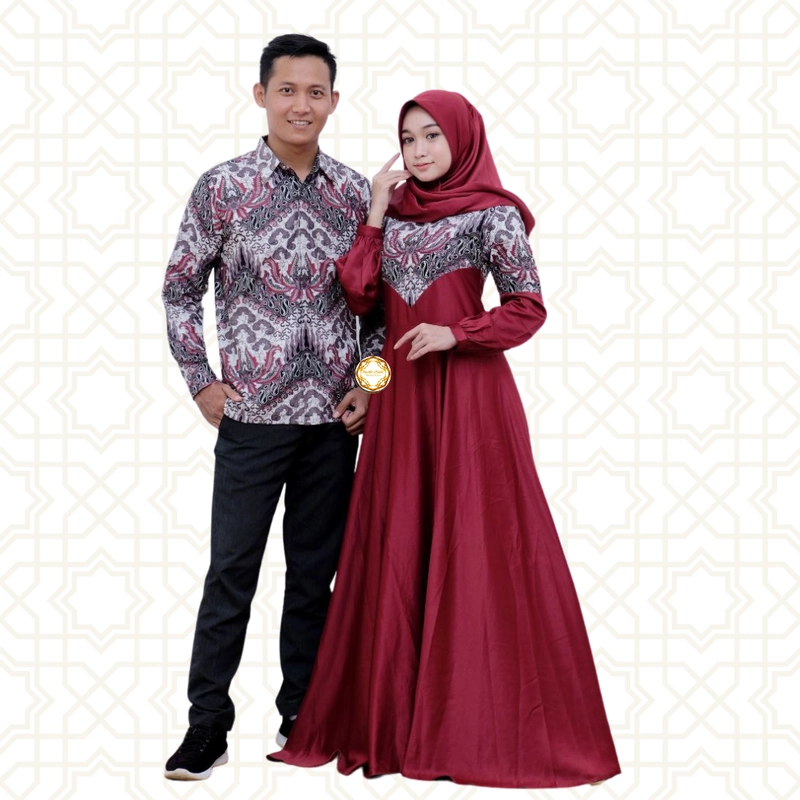 Product image Batik Couple Gamis Tarantula - Bisa Beli Pisah Kemeja M Merah