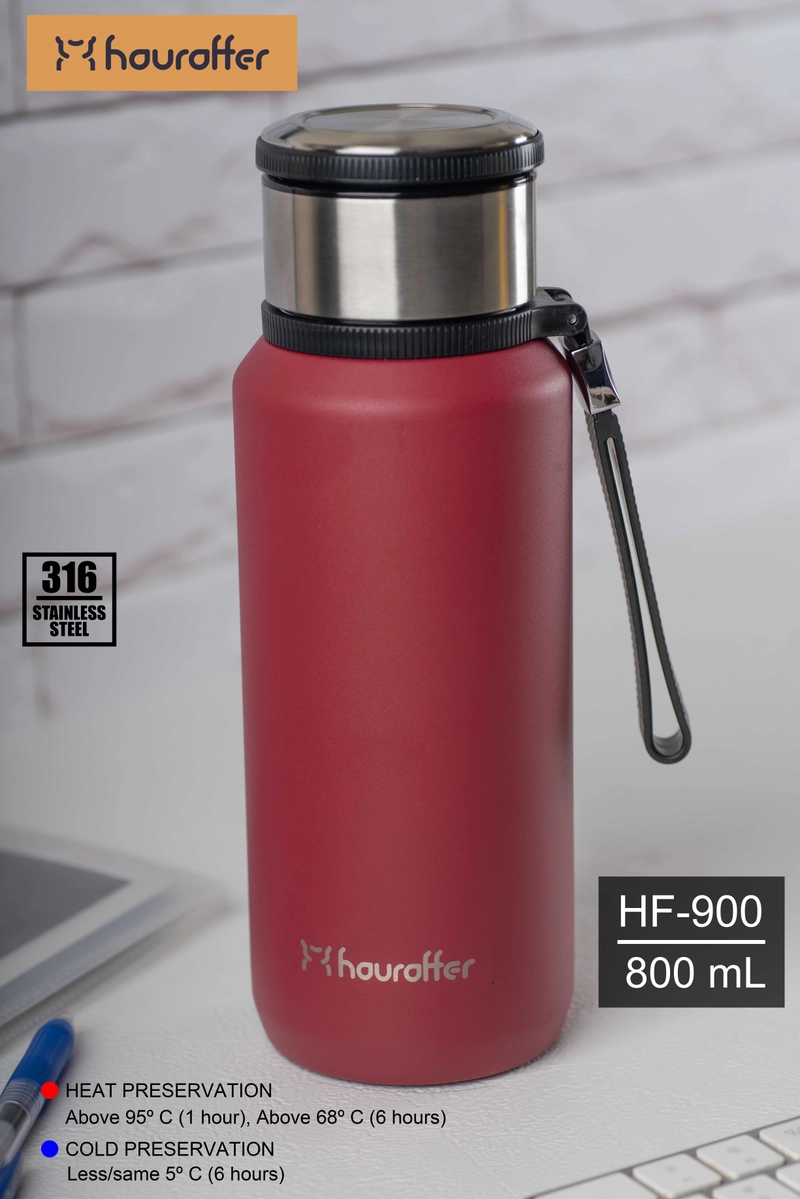 Product image Houroffer Tumbler 800 ML Hot & Cold Preservation Stainless SUS 316 Botol Minum With Handle HF-900 800 Dark Red