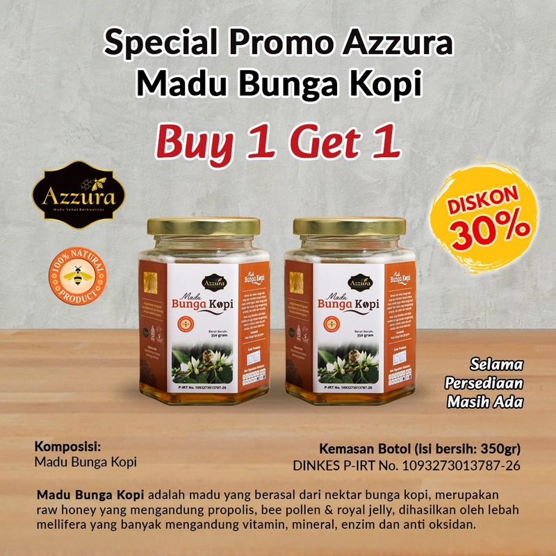 Product image Madu Azzura - Madu Bunga Kopi 350gr (Buy 1 Get 1) 350gr / Pcs Madu