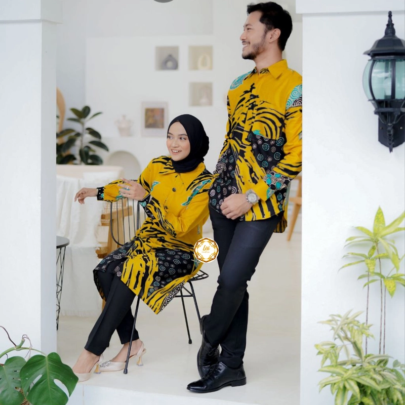 Product image Rambe Batik Indonesia - Couple Tunik Aprilia Terbaru Modern dan Exclusive Kemeja Saja Size M Aprilia