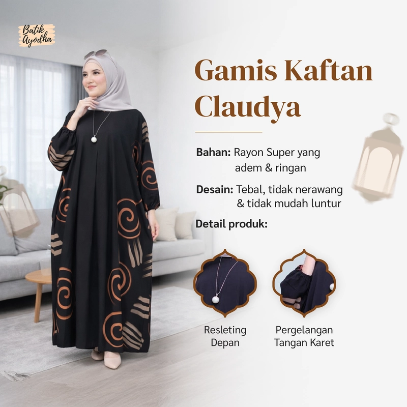 Product image Batik Ayodha - GAMIS KAFTAN CLAUDYA 2 ALLSIZE JUMBO ALLSIZE Maroon