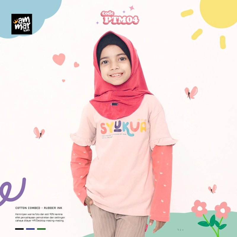 Product image Ammar Kids - Kaos Proud To Be Muslim Series Untuk Anak Perempuan PTM04 S PINK SALEM