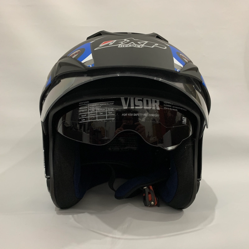 Product image CRX Helmet - Helm JP7 Skidoo Biru Doff - Double Visor (Kaca Clear & Smoke) Helm SNI Helem Dewasa L Skidoo Biru Doff