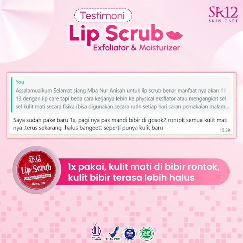 Product image SR12 Lip Scrub Exfoliator & Moisturizer / Scrub Bibir / Melembabkan Bibir / Mencerahkan Bibir 6gr Lip Scrub