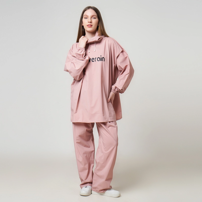 Product image Coverain - Coverain Jas Hujan Hoodie Premium Tebal Elastis Jumbo Dusty Pink