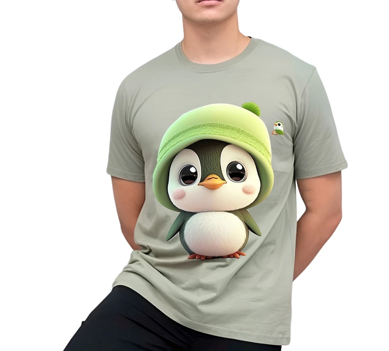 Product image astro - Kaos Pria Gambar 3Dimensi Cute Penguin M ABU