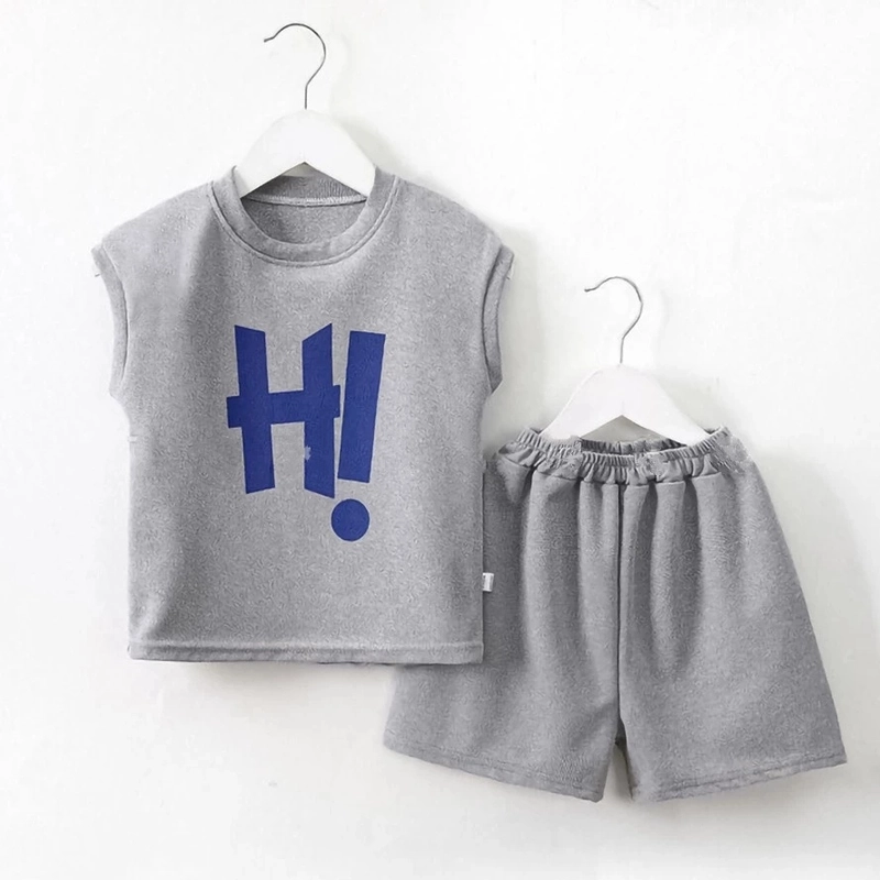 Product image Badia Kids Fashion - Setelan Set Singlet Anak Wari Unisex HI Kaos dan Celana Pendek Anak Unisex No4 (2-3 Tahun) Abu