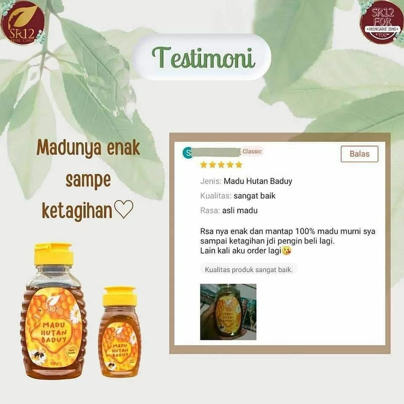 Product image SR12 Madu Hutan Baduy Mengatasi Asam Urat Rematik Anemia Osteoporosis Batu Ginjal Meningkatkan Imun 300gr Madu Baduy